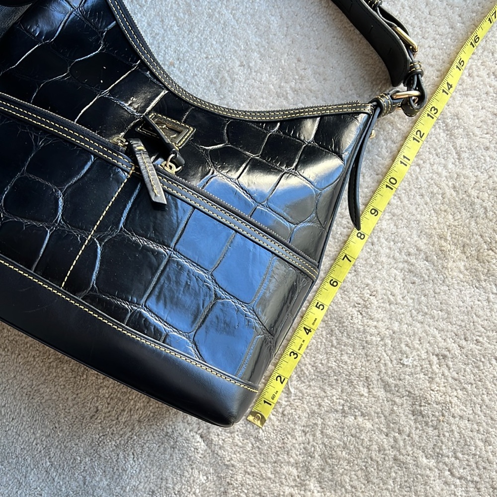 Dooney & Bourke Black Crocodile-Pattern Leather Handbag - Picture 12 of 15